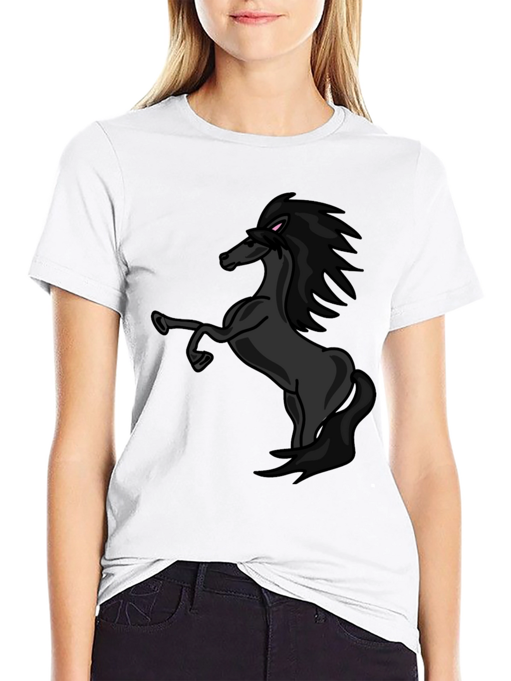 Black Horse Graphic Tee - Stylish Mens T-Shirt