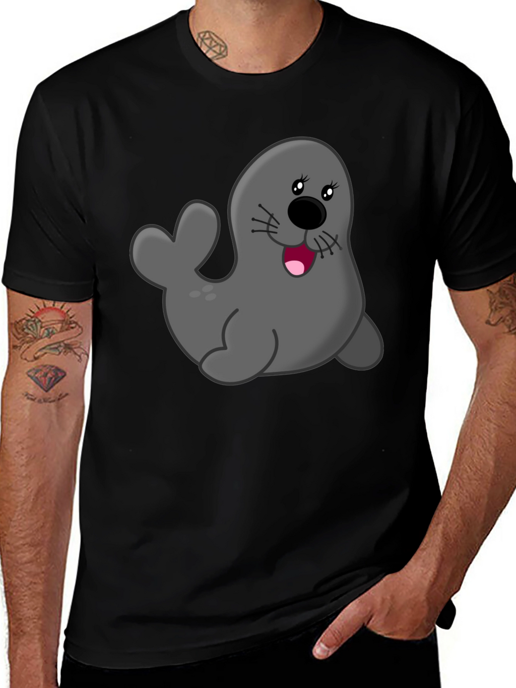 Seal Graphic Black T-Shirt