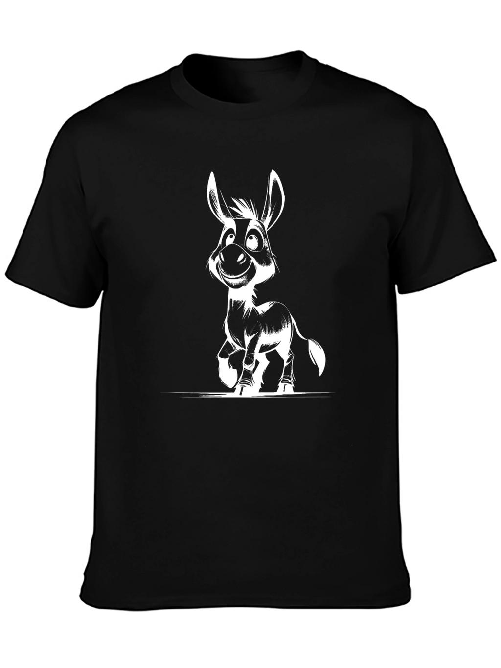 Donkey Cartoon Graphic Black T-Shirt