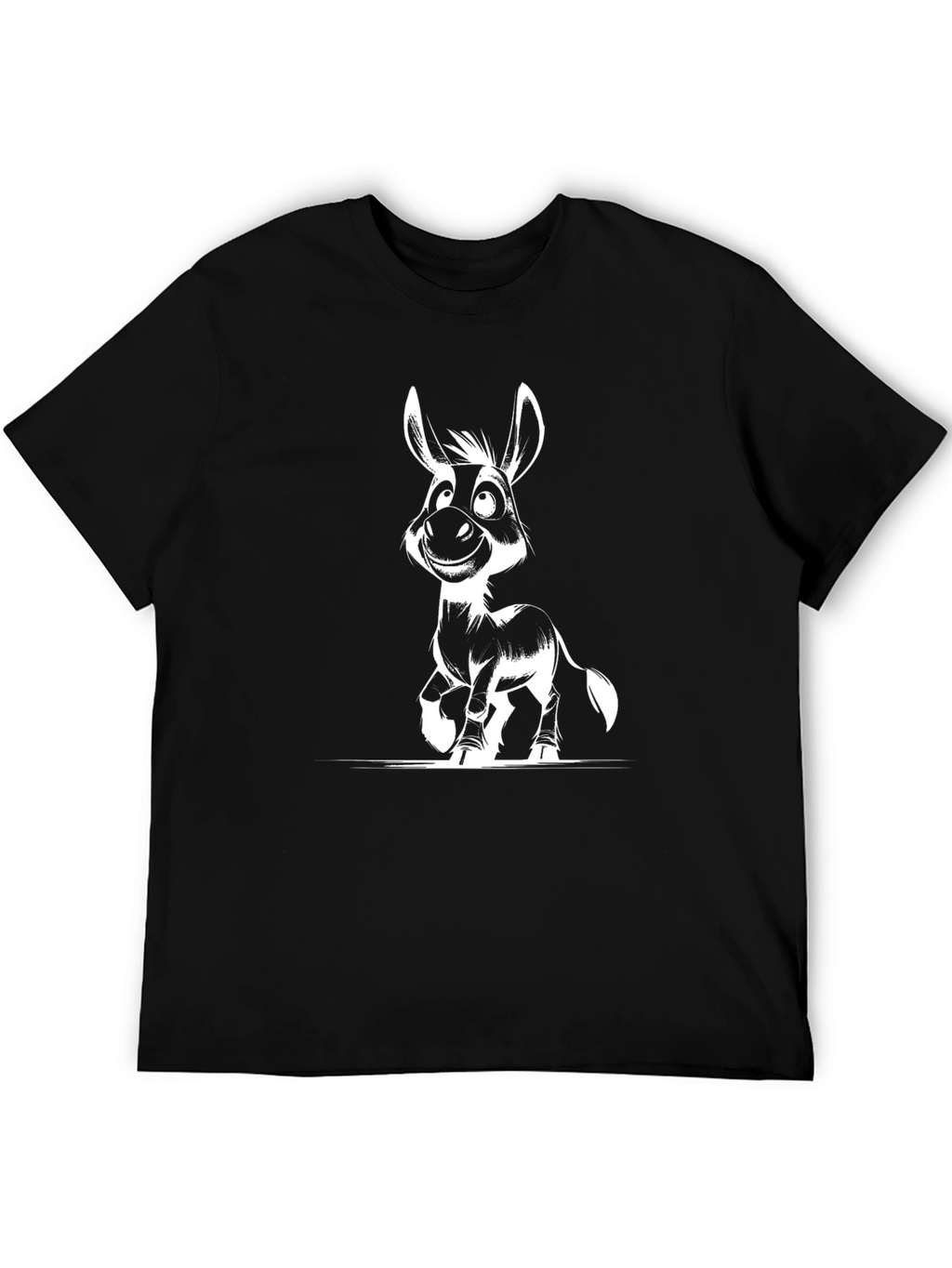 Donkey Cartoon Graphic Black T-Shirt