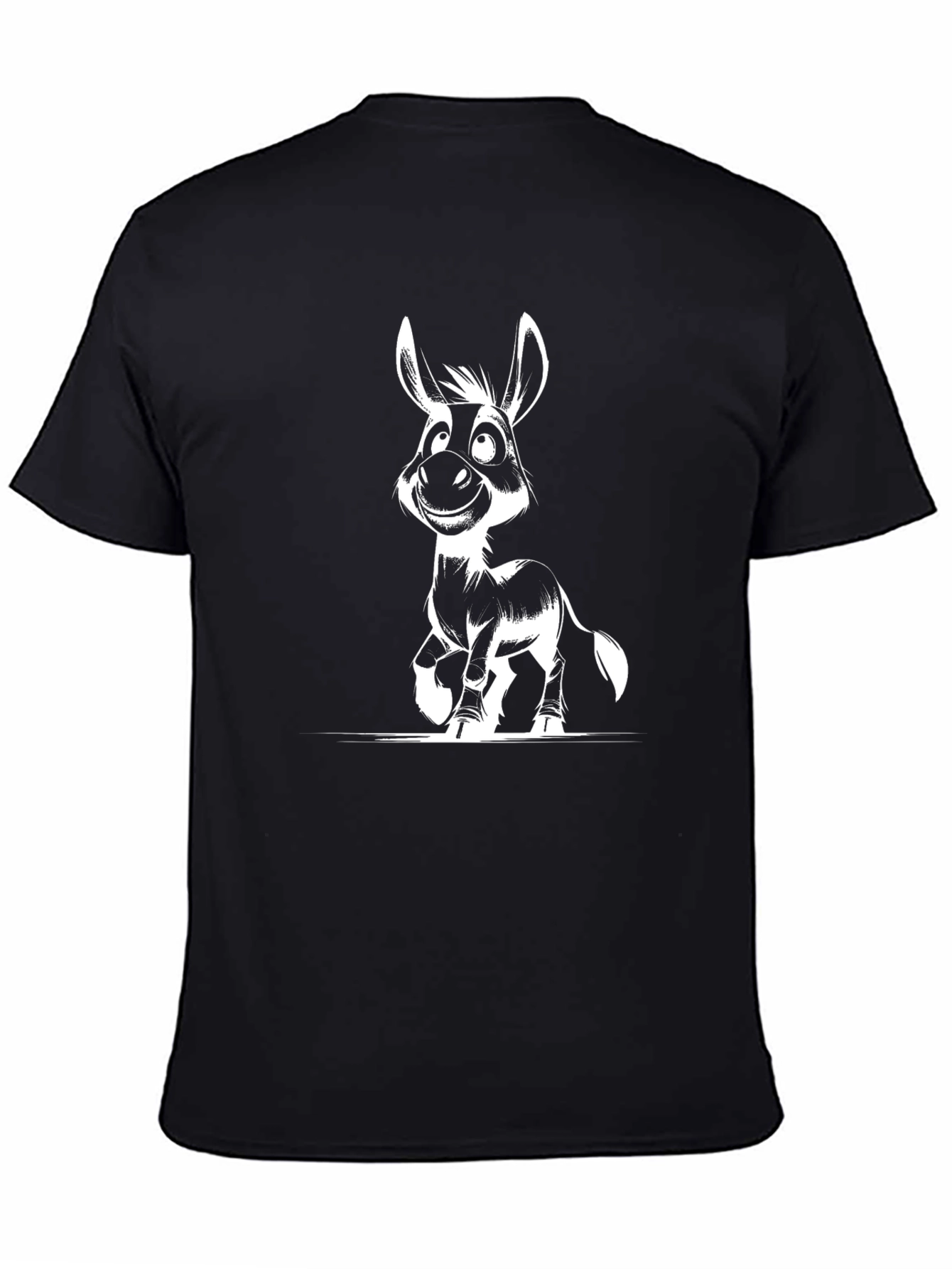Donkey Cartoon Graphic Black T-Shirt