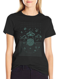 UFO Abduction Graphic T-Shirt - Black Cotton Tee