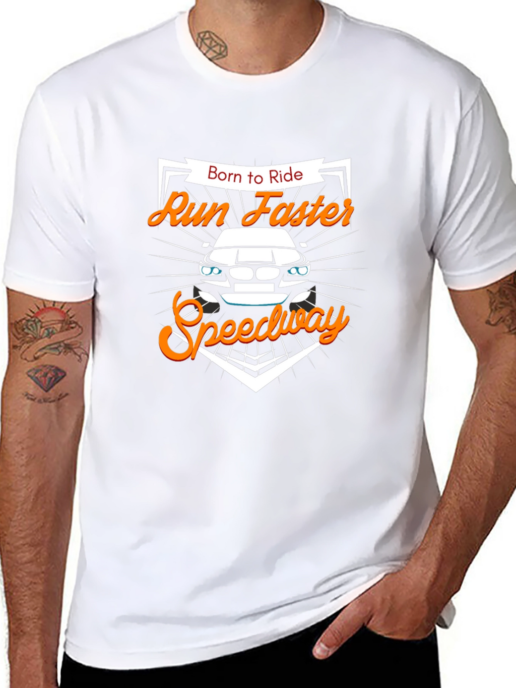 Born to Ride Run Faster Speedway Black T-Shirt