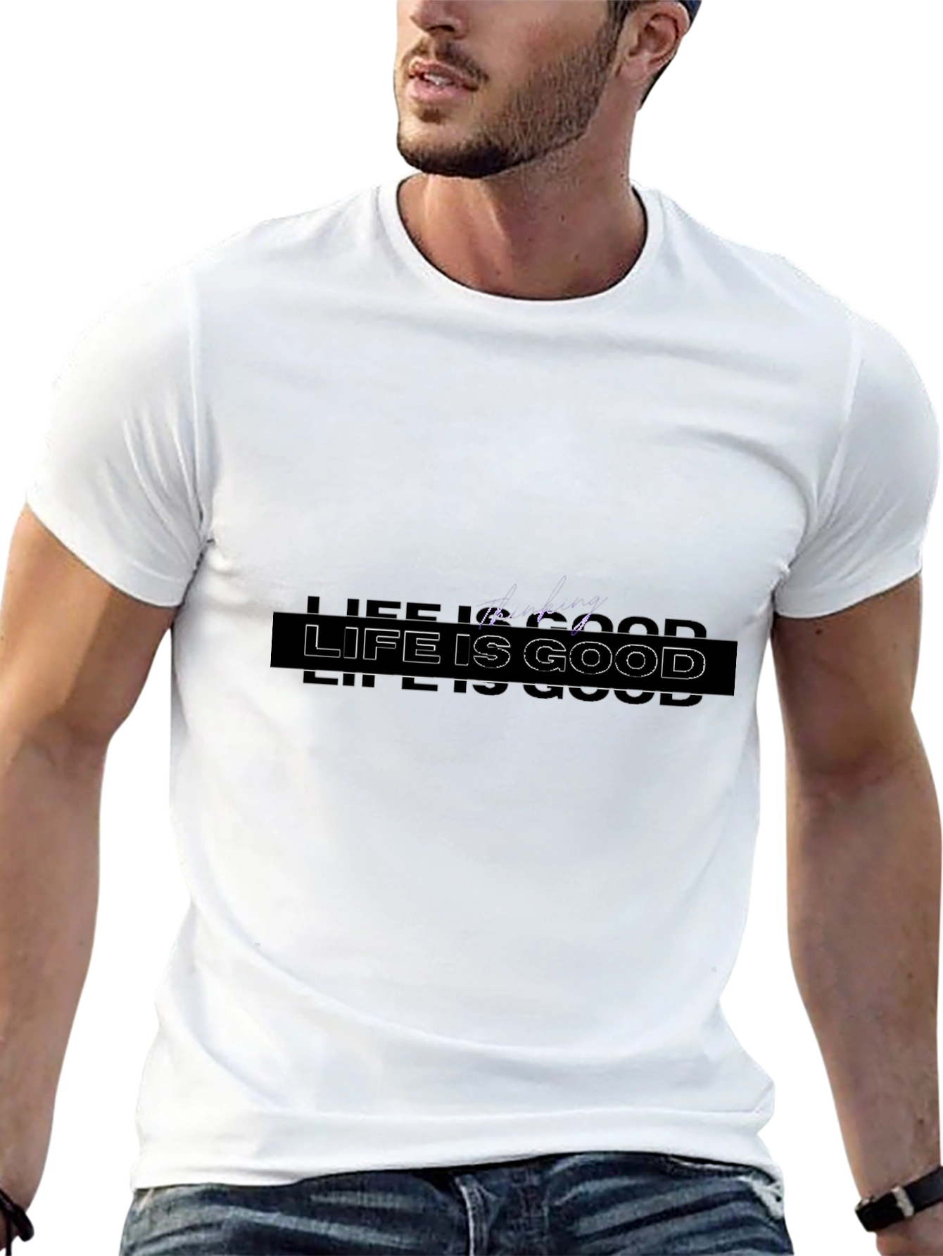 Life is Good Graphic Print Black T-Shirt
