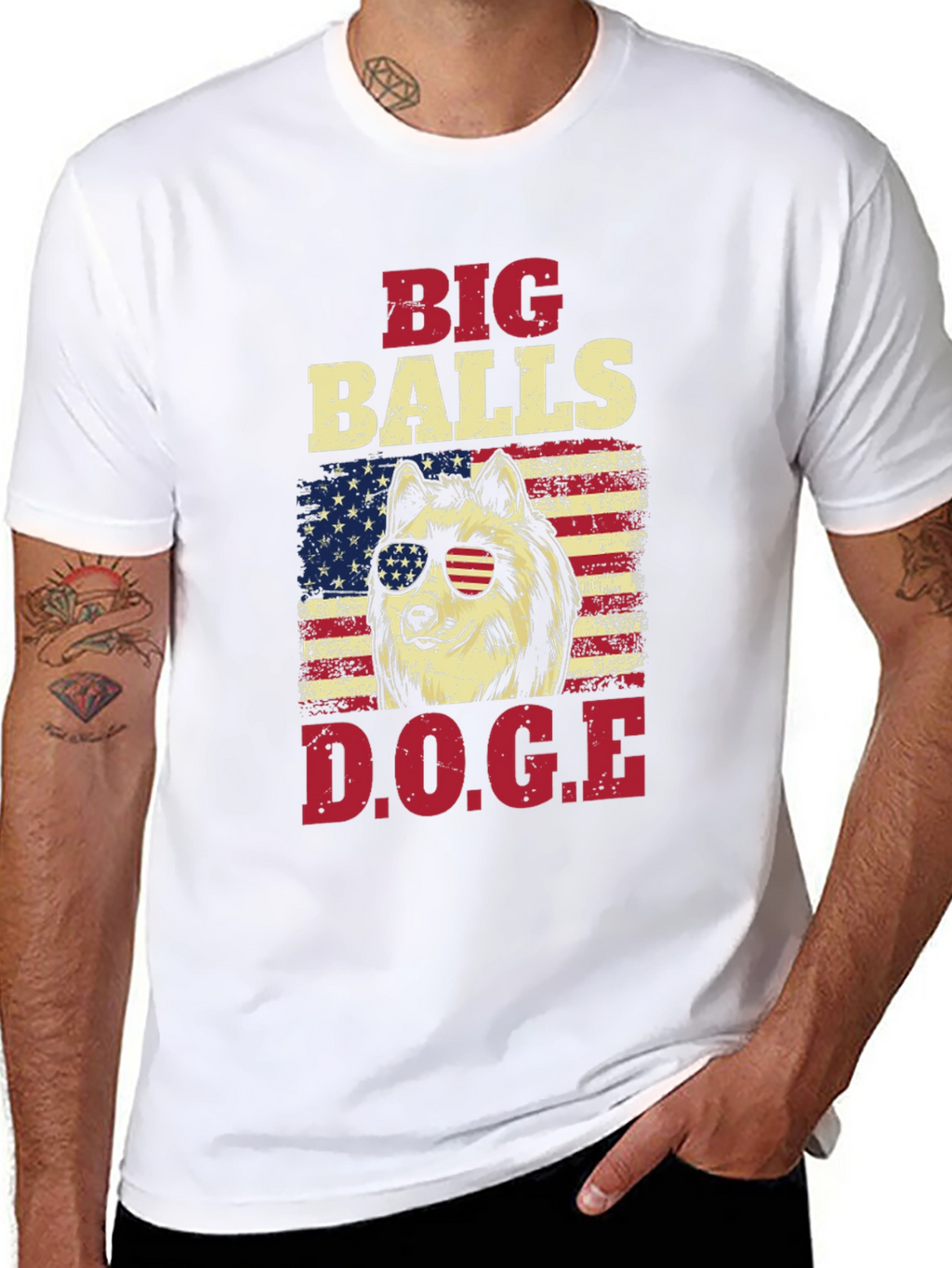 Big Balls DOGE Graphic T-Shirt - Patriotic Design