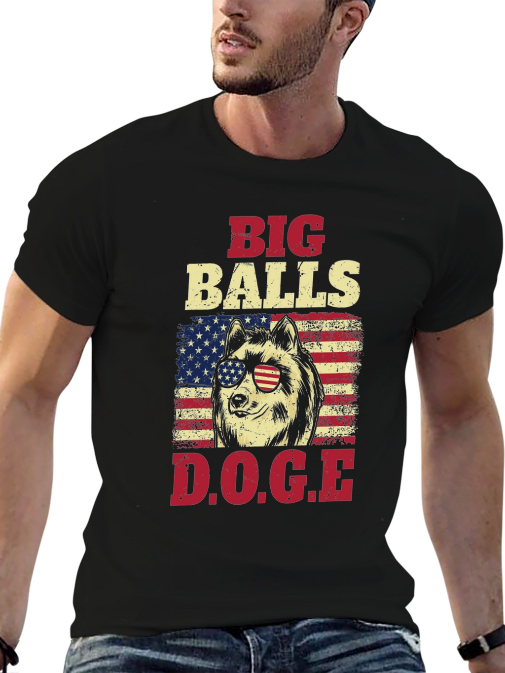 Big Balls DOGE Graphic T-Shirt - Patriotic Design