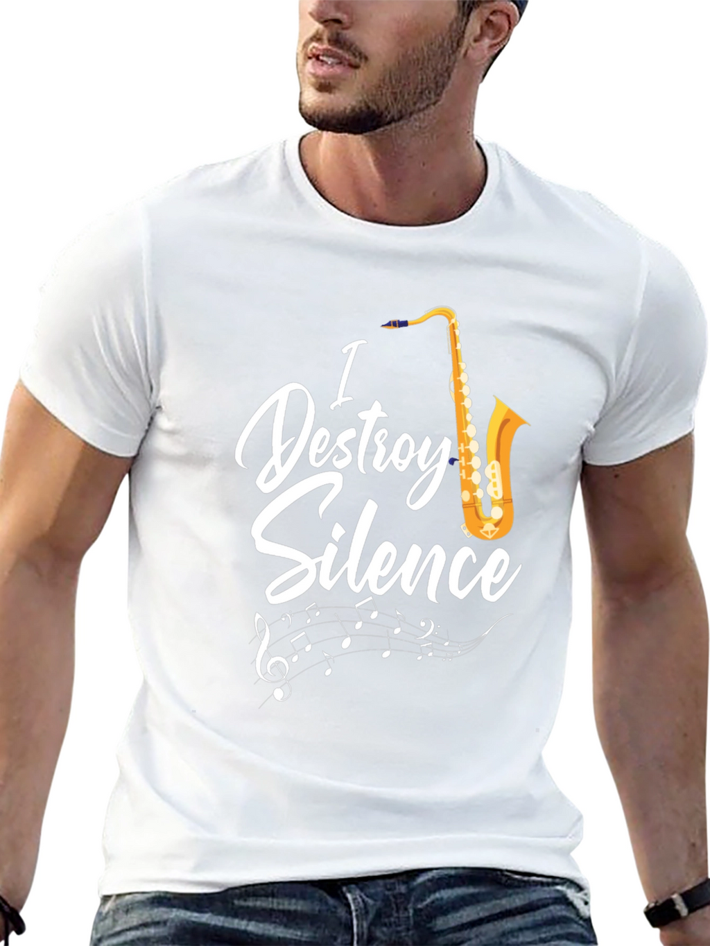I Destroy Silence Saxophone Graphic T-Shirt