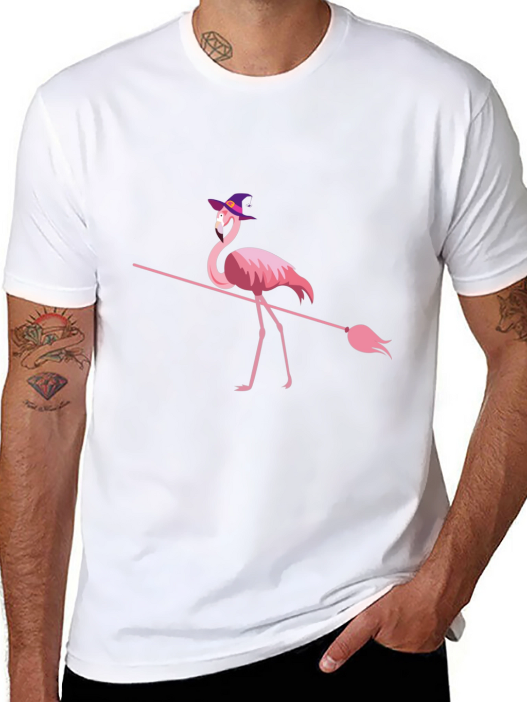 Witch Flamingo Halloween T-Shirt