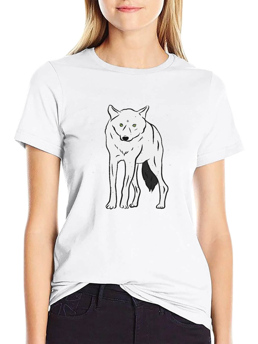 Wolf Graphic Tee - Black Crew Neck