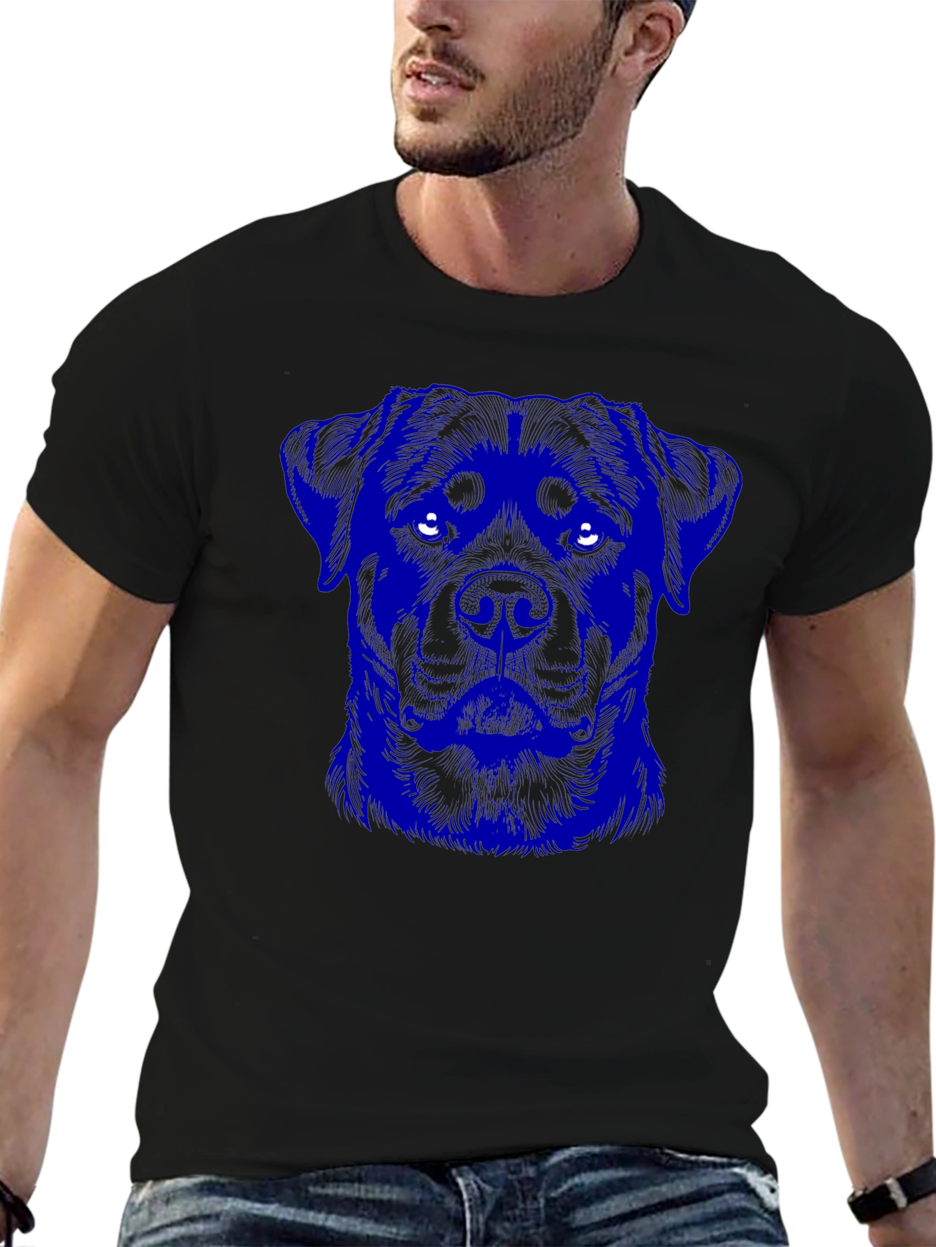 Rottweiler Graphic Print Black T-Shirt