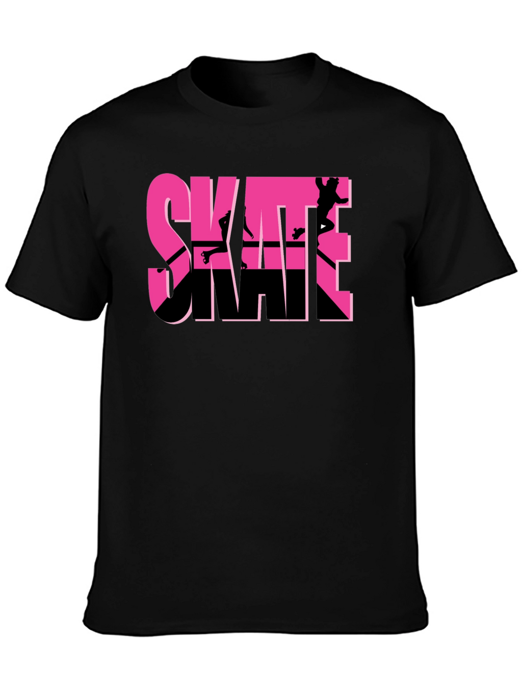 Skate Graphic T-Shirt - Black Pink Skateboarding Design