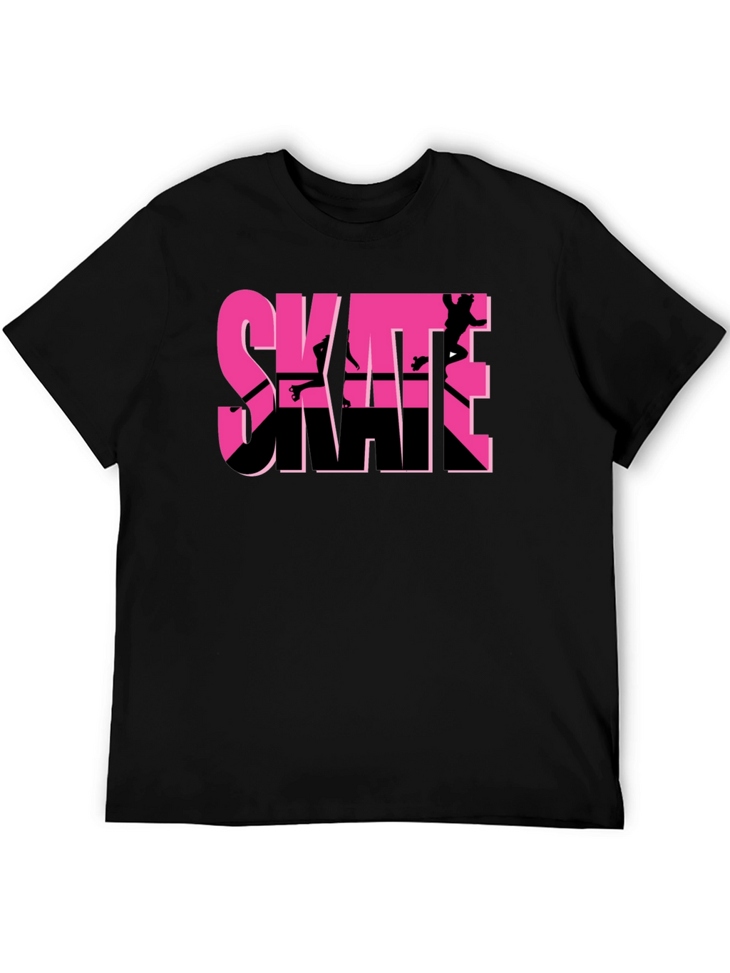 Skate Graphic T-Shirt - Black Pink Skateboarding Design