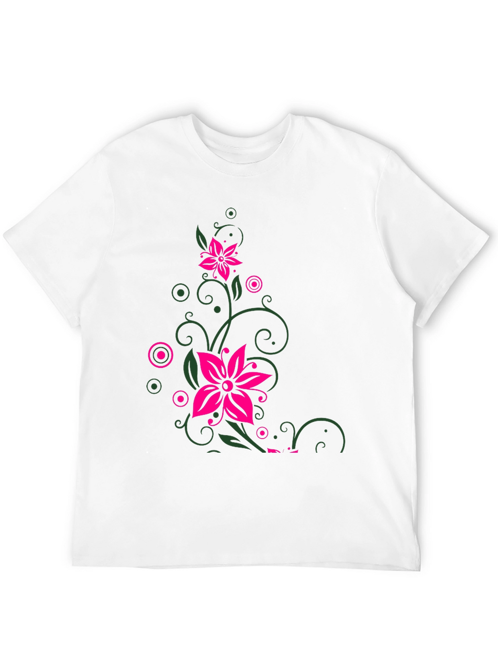 Floral Vine Graphic Print Mens Black T-Shirt