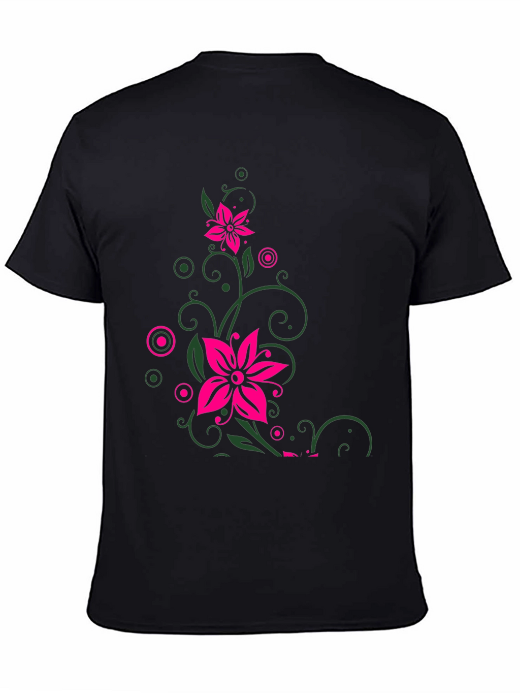 Floral Vine Graphic Print Mens Black T-Shirt