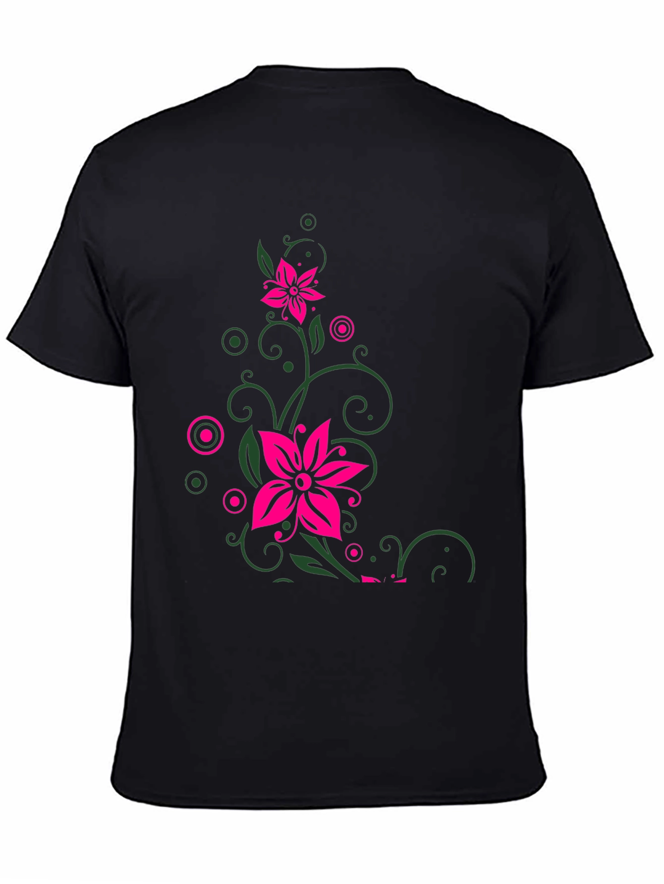 Floral Vine Graphic Print Mens Black T-Shirt