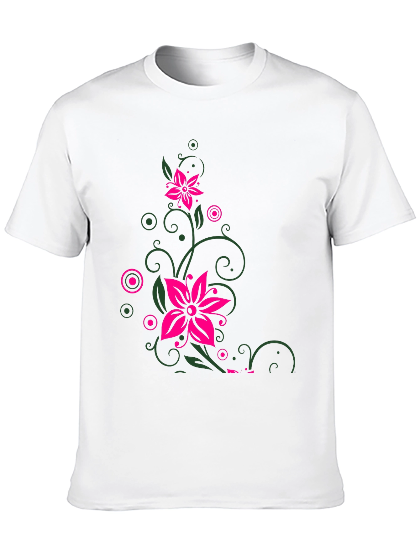 Floral Vine Graphic Print Mens Black T-Shirt