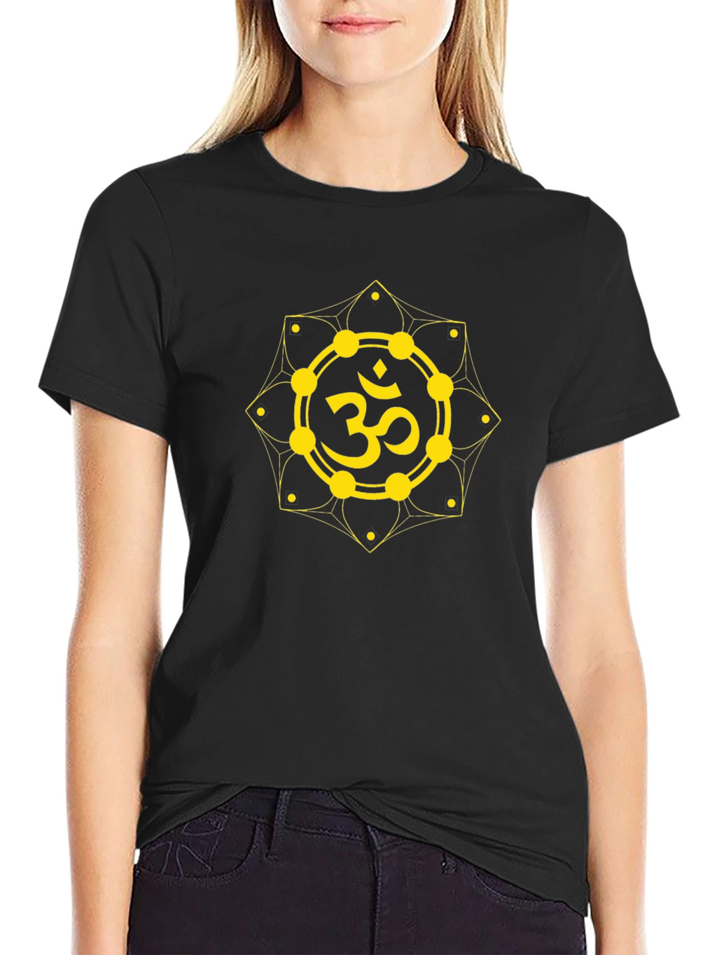 Om Symbol Graphic T-Shirt - Black Cotton Blend