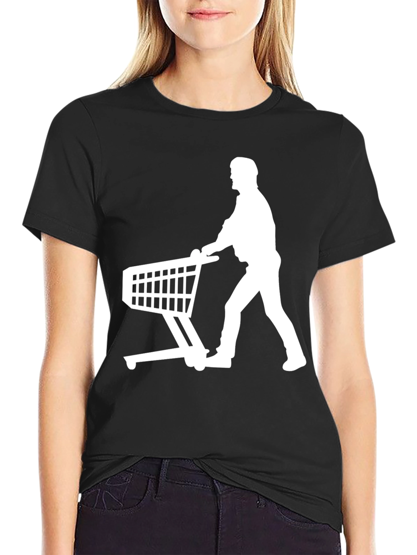 Shopping Cart Silhouette Black T-Shirt