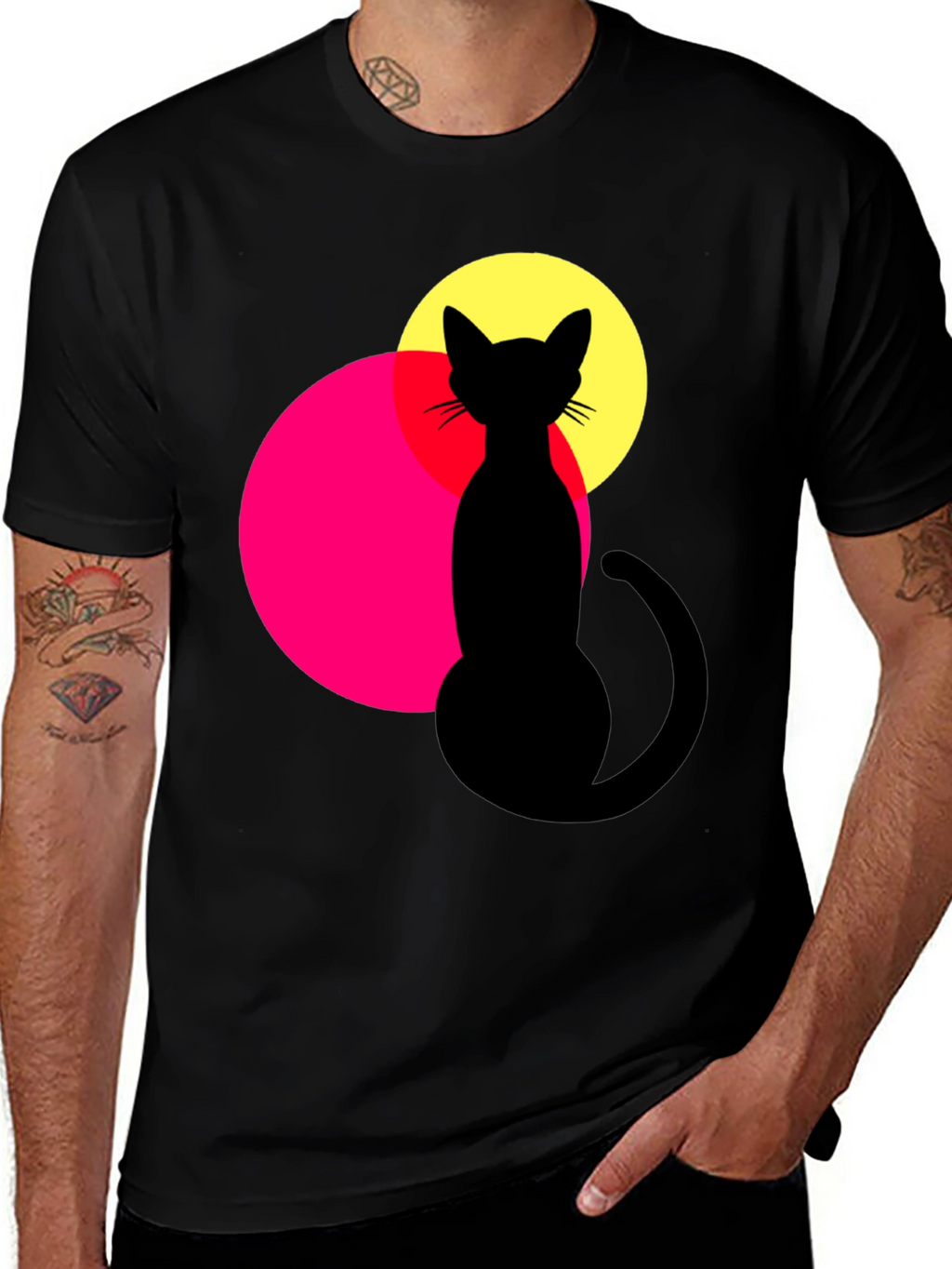 Cool Cat Graphic T-Shirt - Black