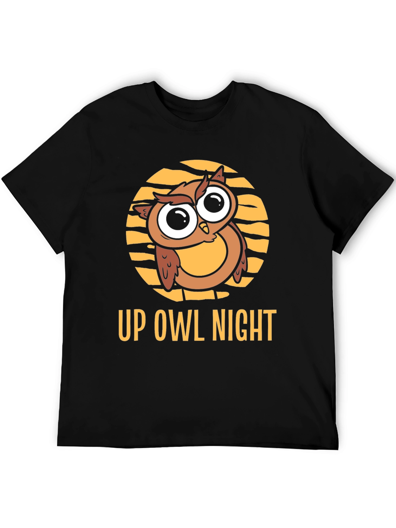 Up Owl Night Black T-Shirt - Cute Owl Design