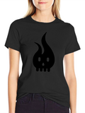 Flame Skull Graphic Tee - Bold Black T-Shirt