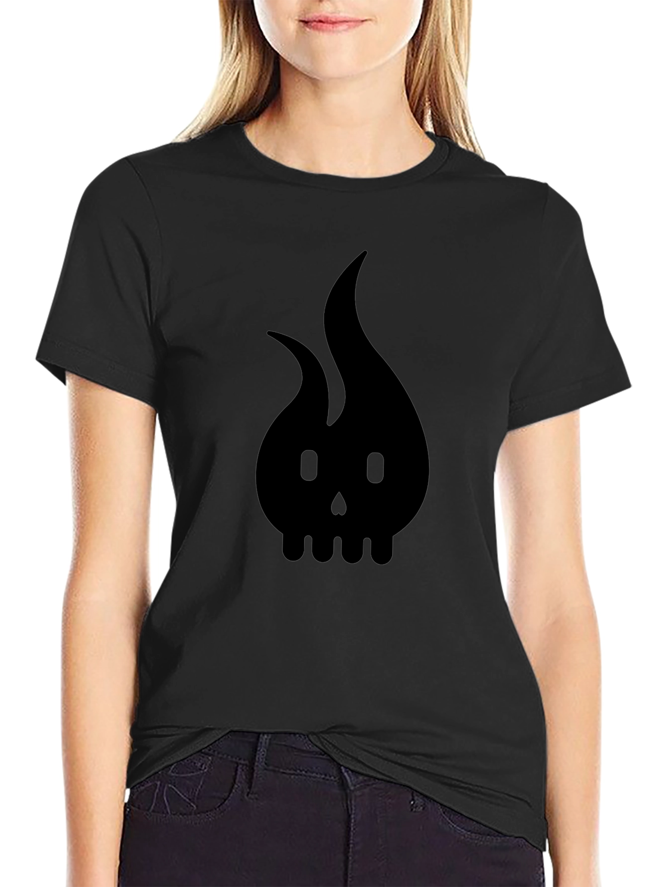 Flame Skull Graphic Tee - Bold Black T-Shirt