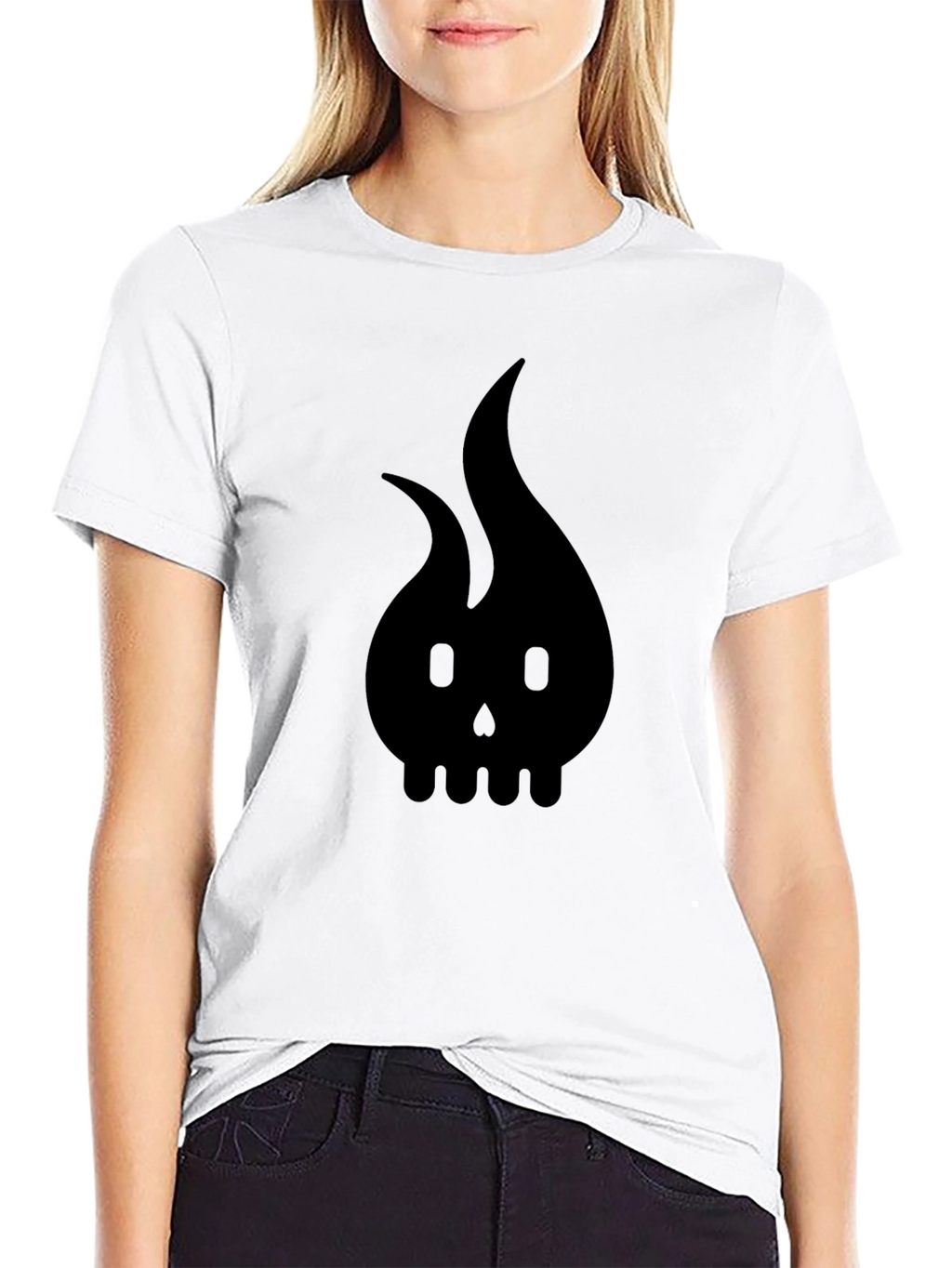 Flame Skull Graphic Tee - Bold Black T-Shirt