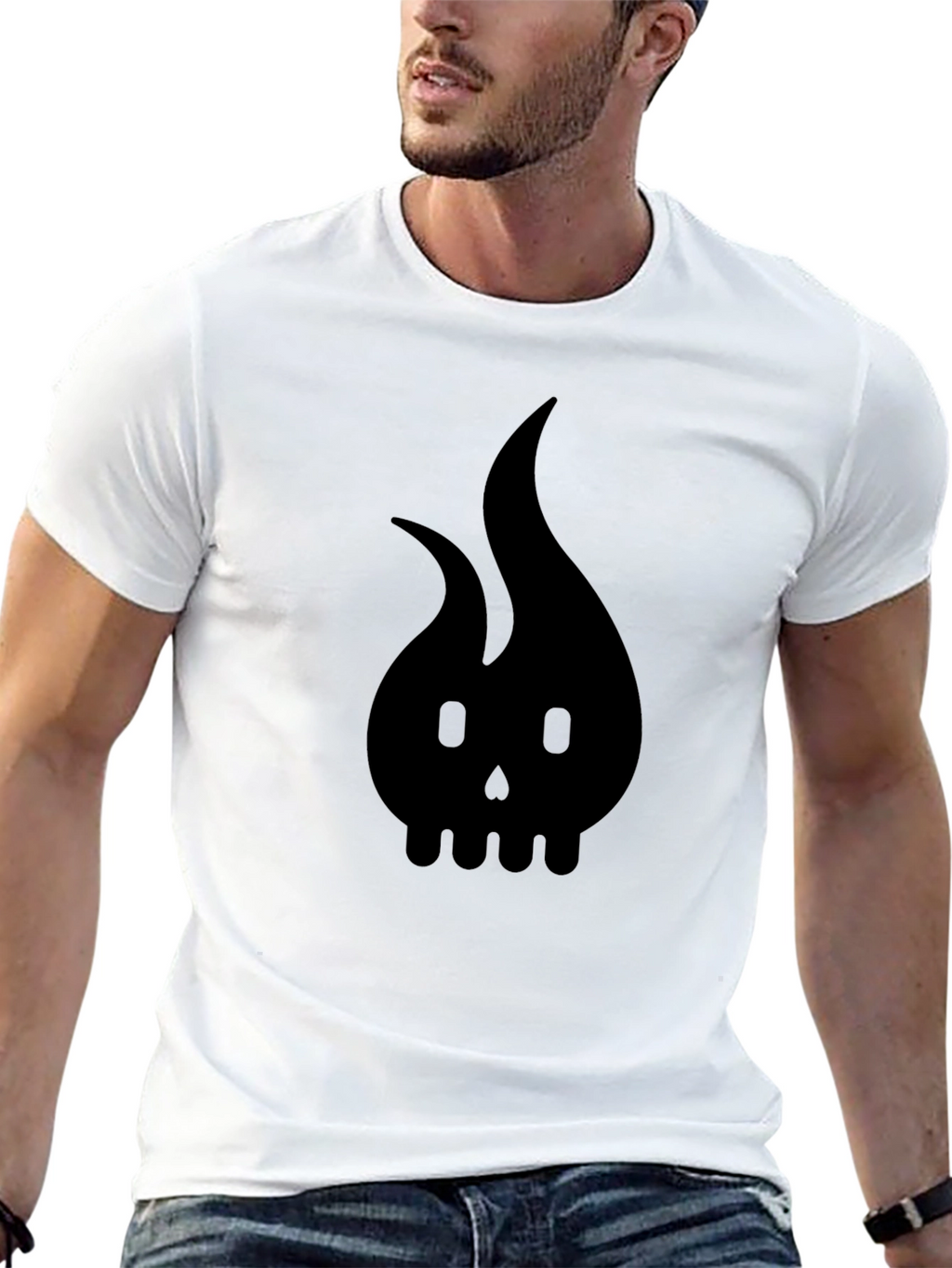 Flame Skull Graphic Tee - Bold Black T-Shirt