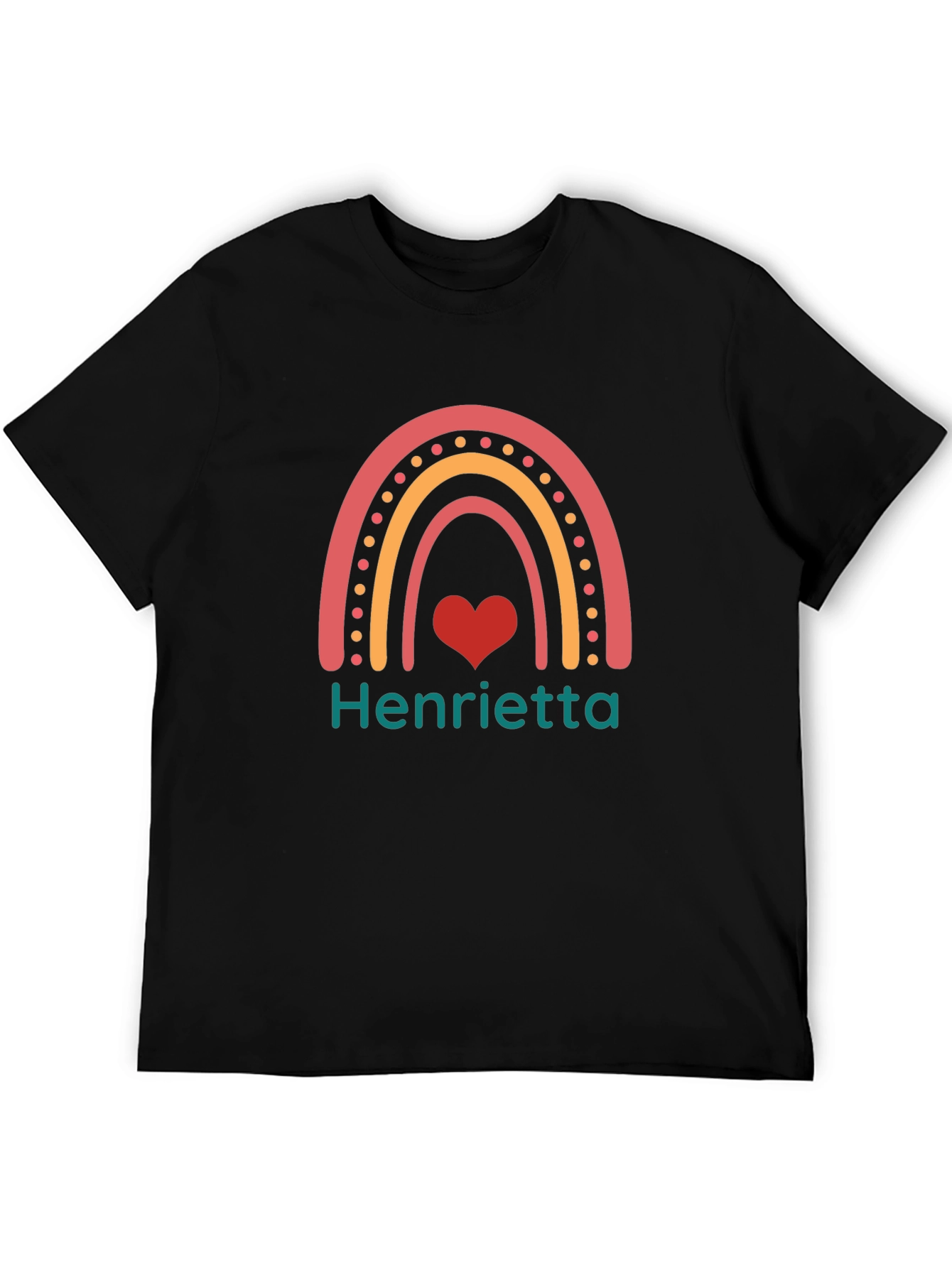 Henrietta Rainbow Heart Black Tee