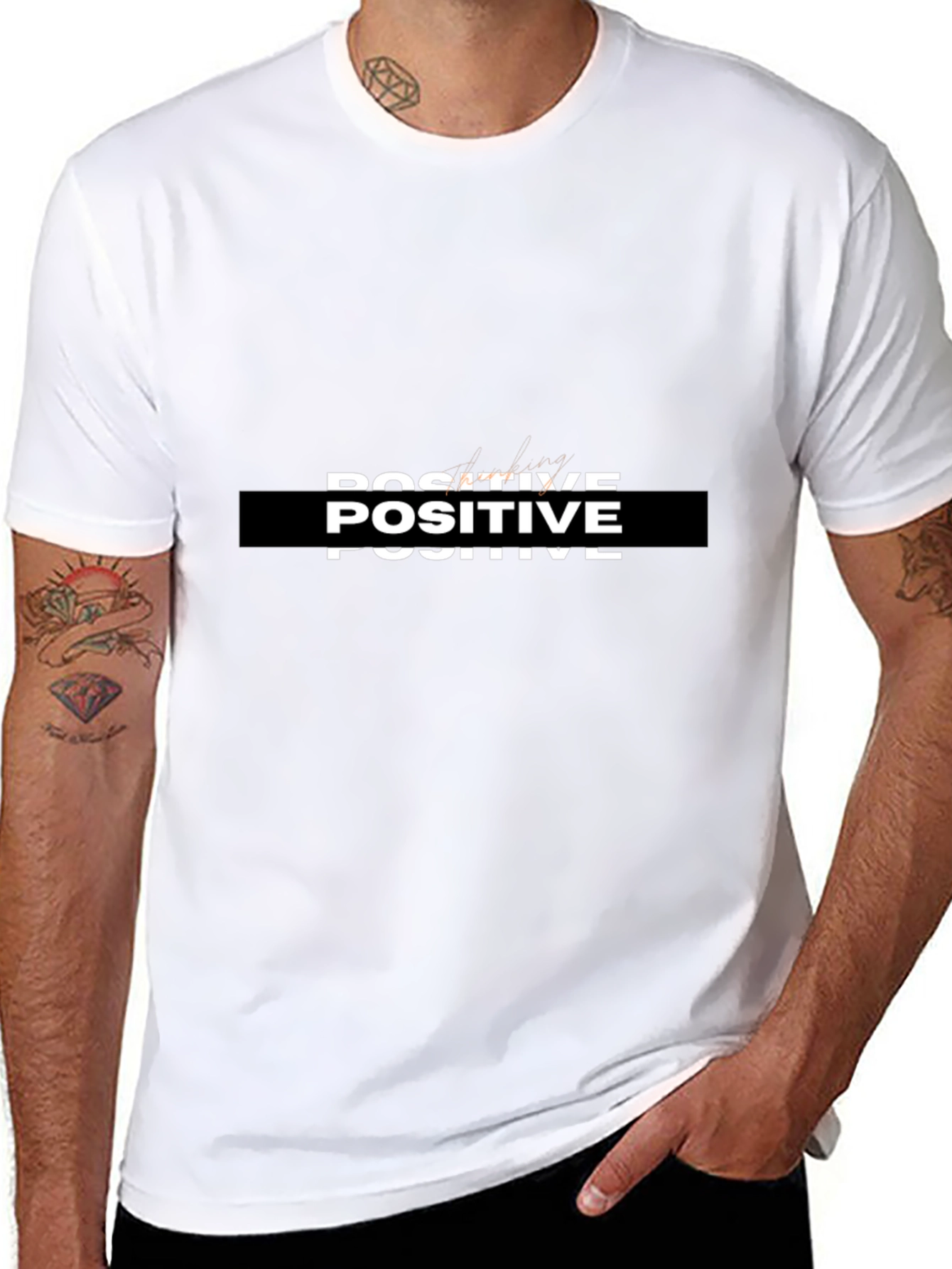 Positive Graphic Print Black T-Shirt