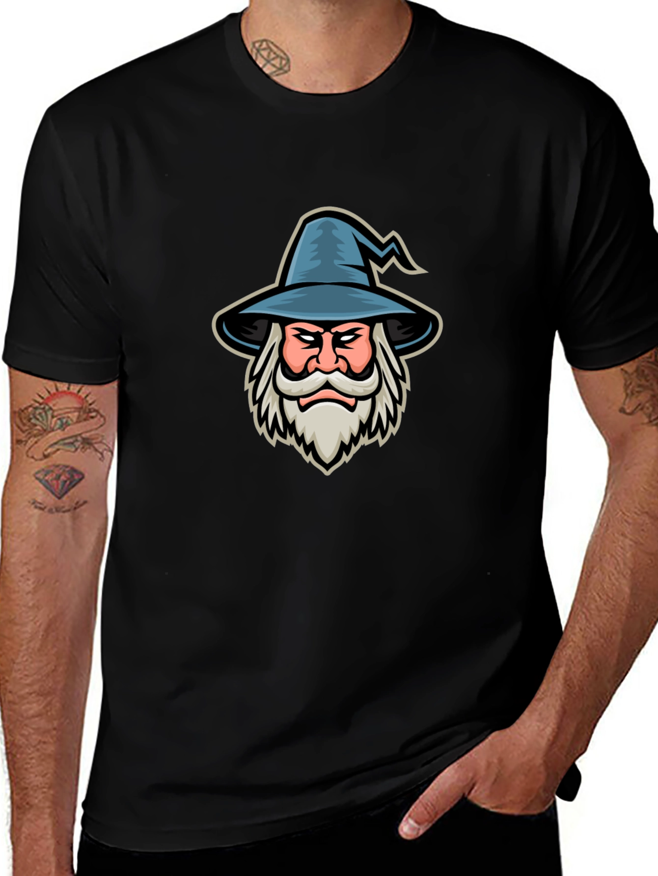 Wizard Graphic T-Shirt - Black Cotton Tee