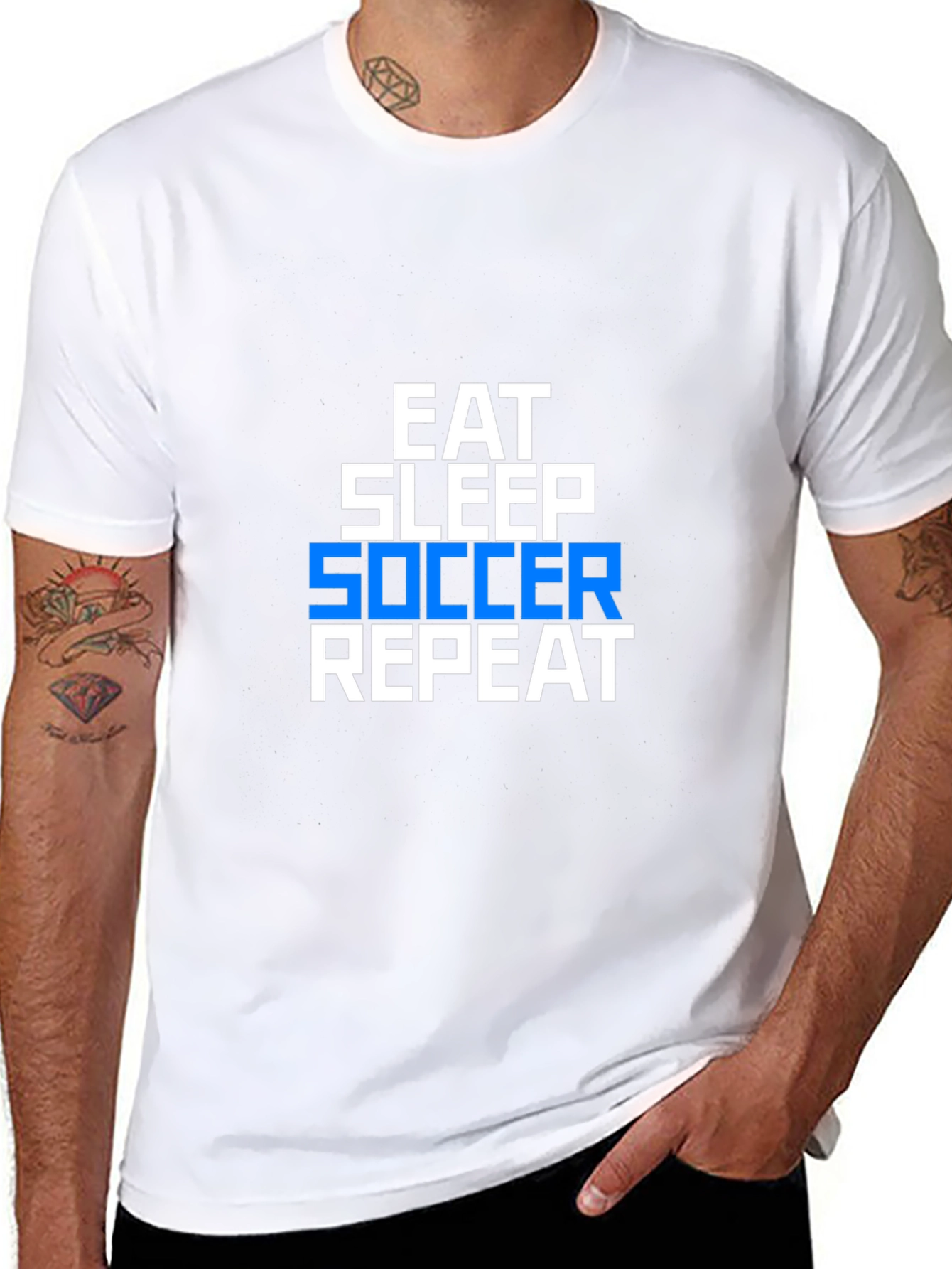 Eat Sleep Soccer Repeat Graphic Tee - Black