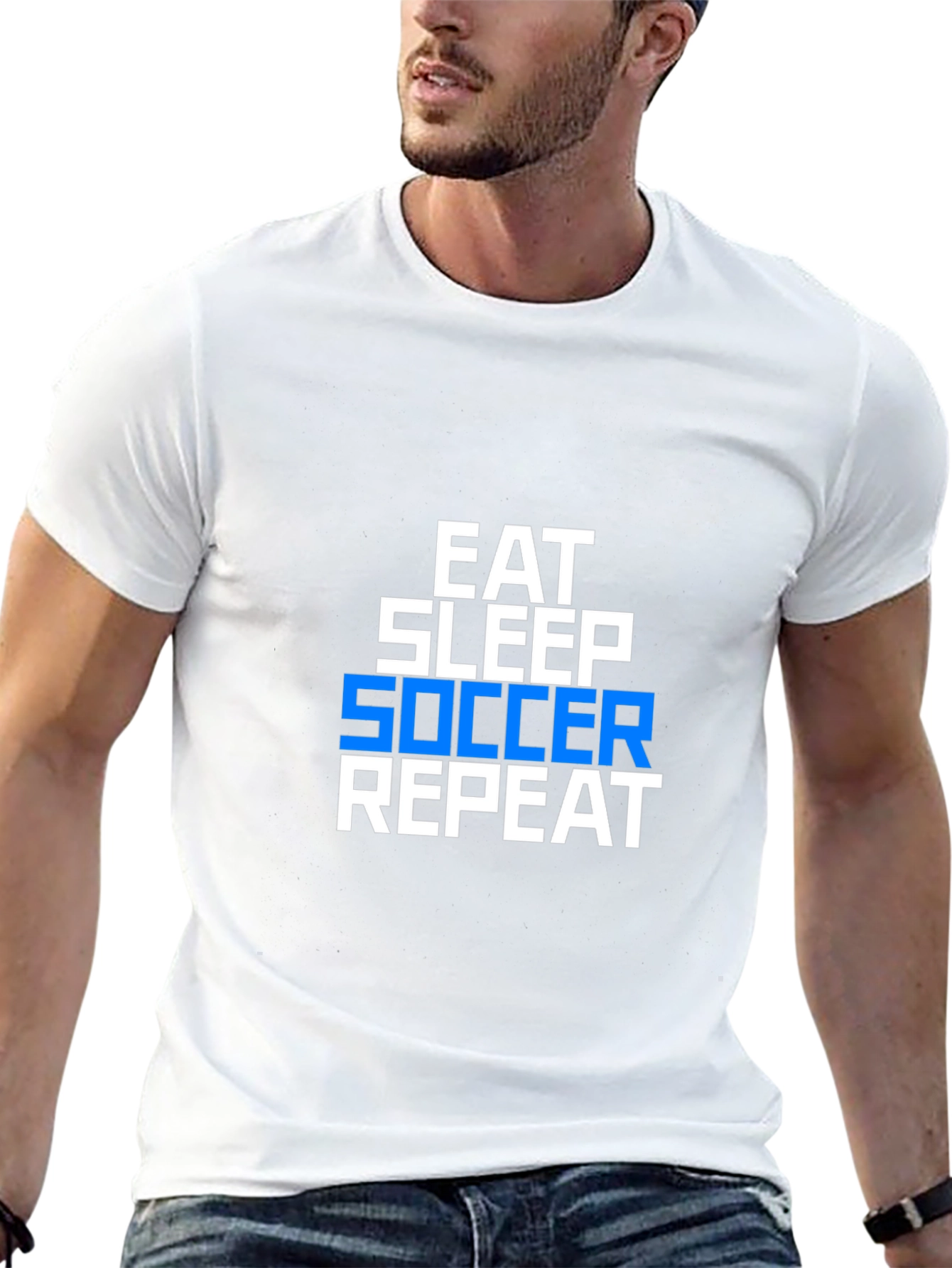 Eat Sleep Soccer Repeat Graphic Tee - Black