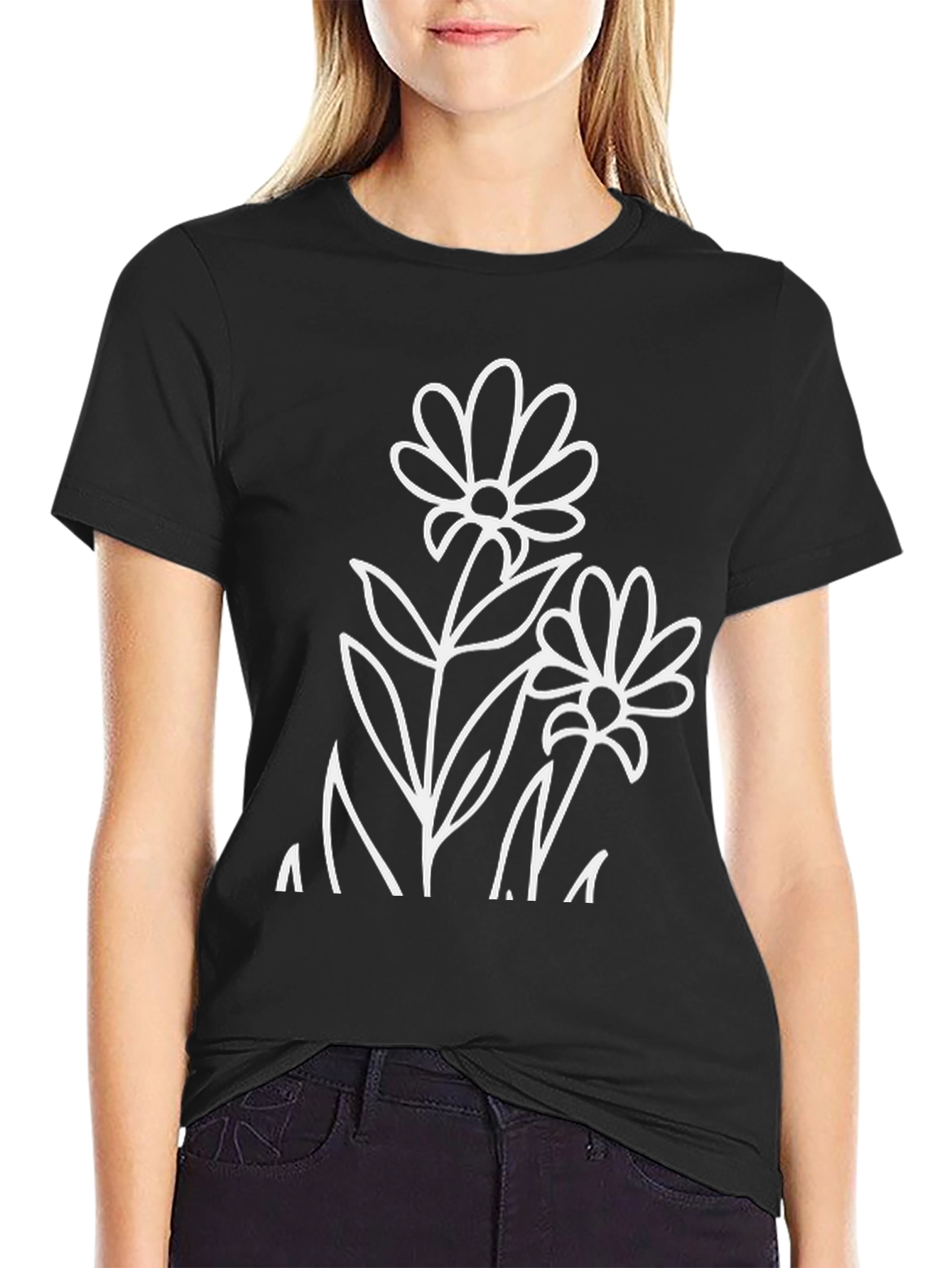 Black Floral Graphic T-Shirt