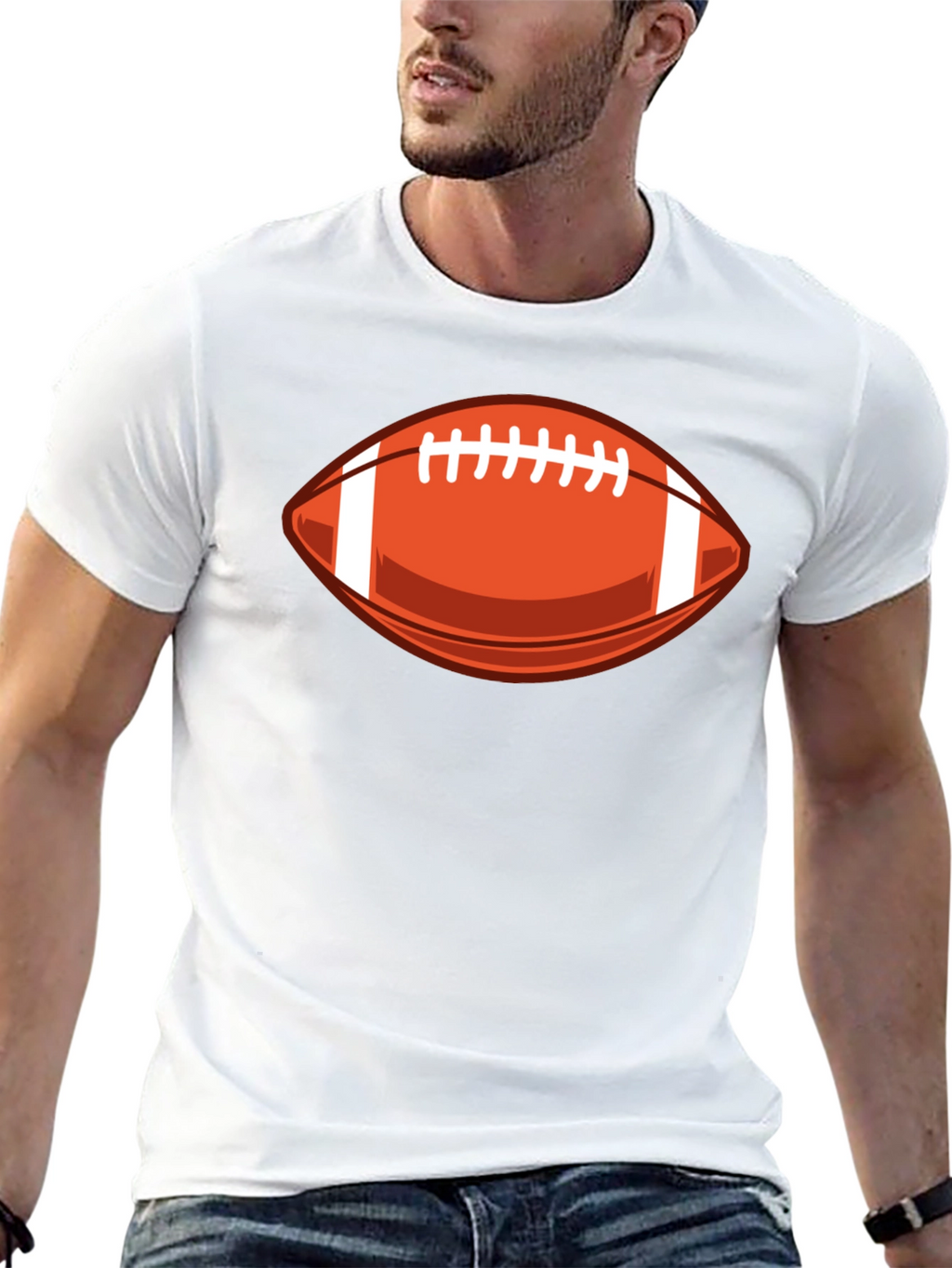 Football Graphic Tee - Black Cotton T-Shirt