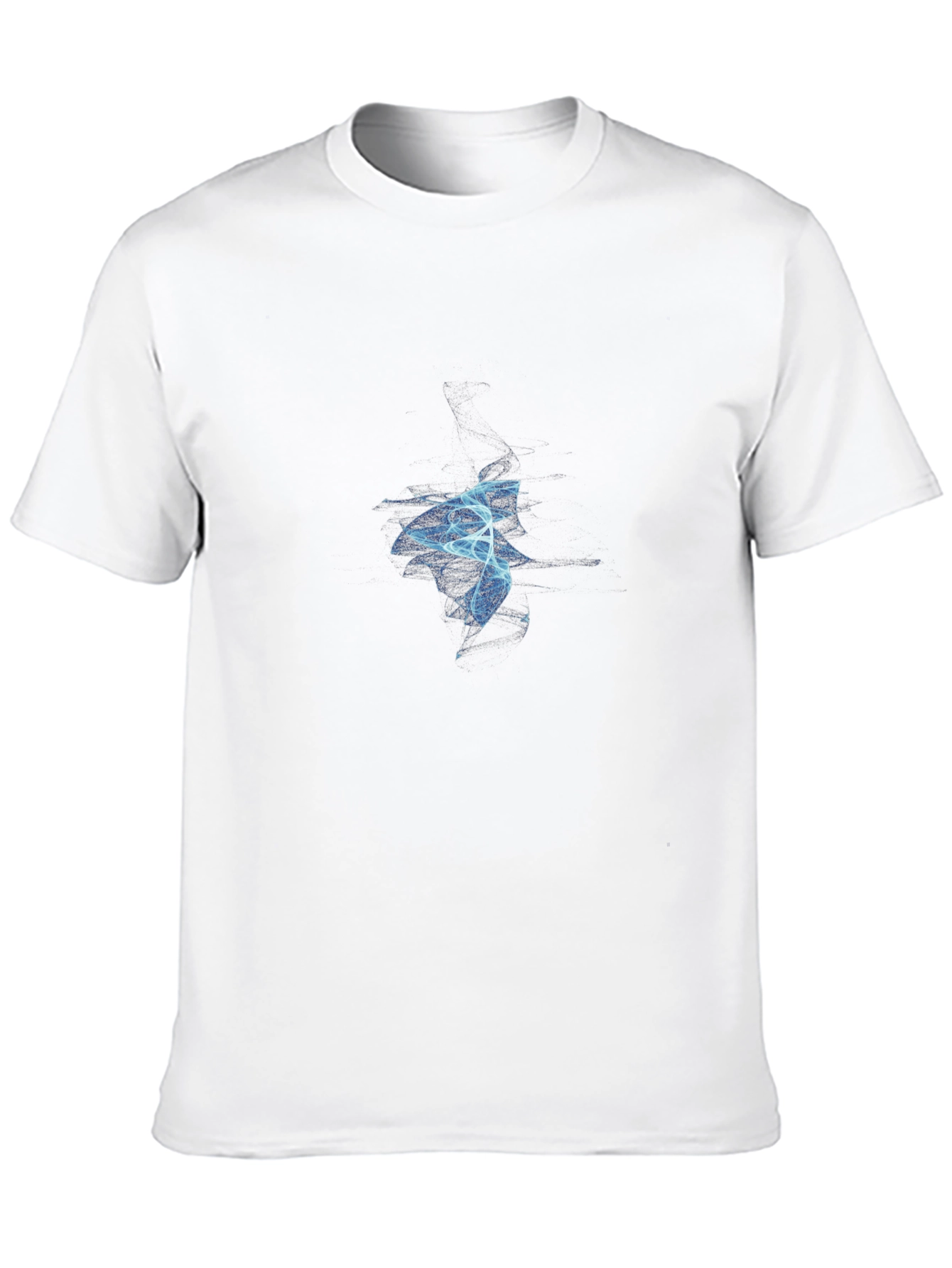 Abstract Blue Flame Graphic Black T-Shirt