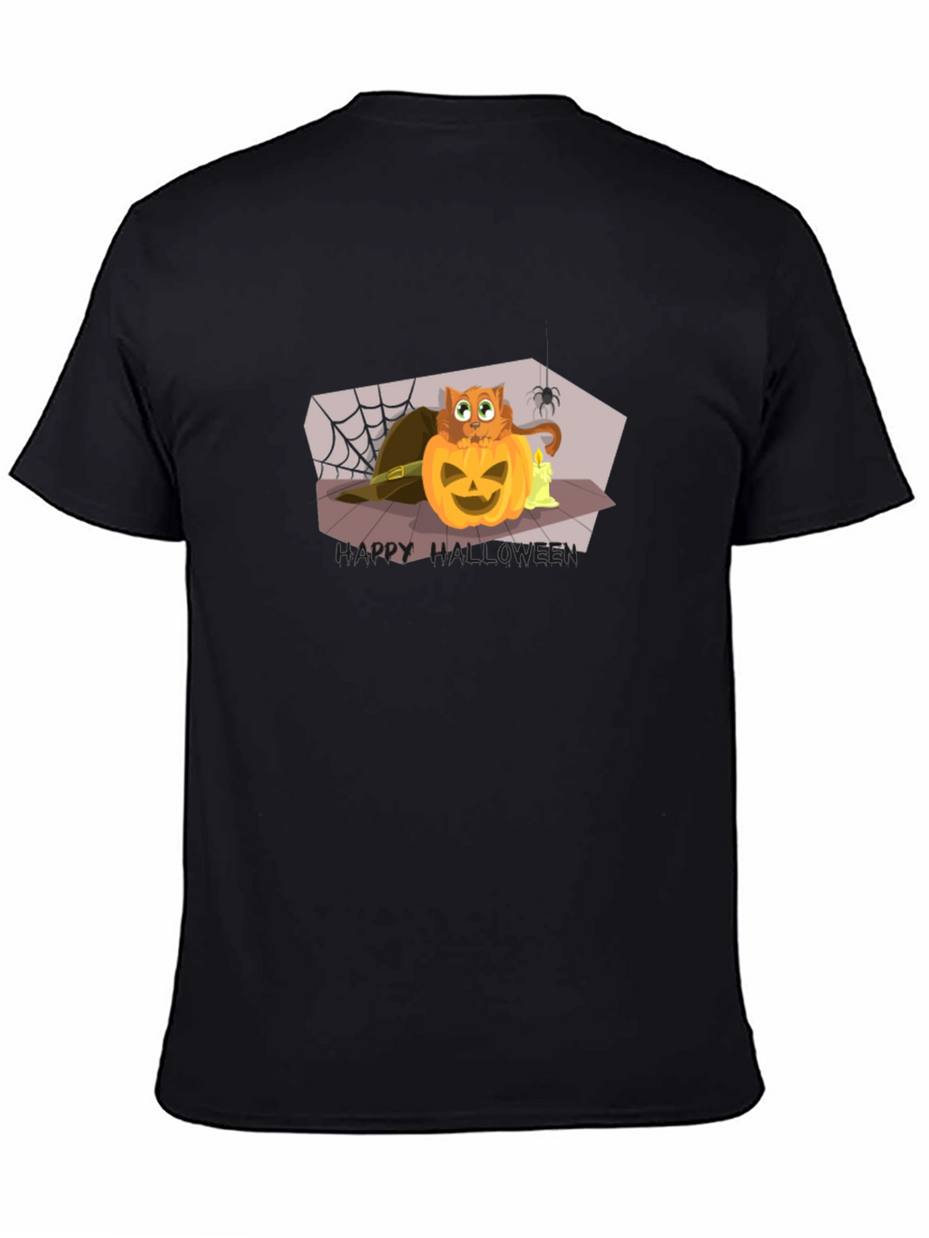 Halloween Cat Pumpkin Black T-Shirt