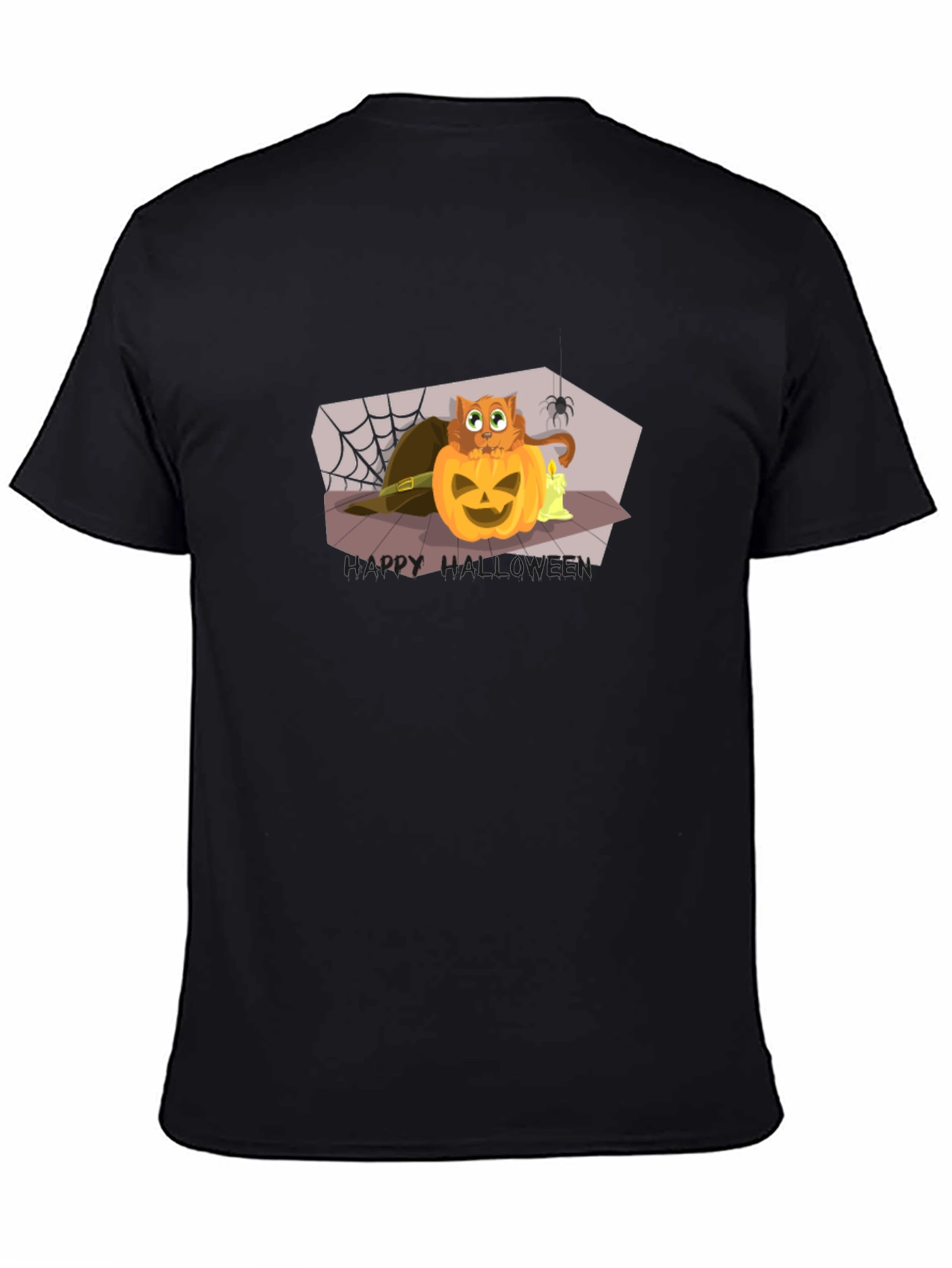Halloween Cat Pumpkin Black T-Shirt