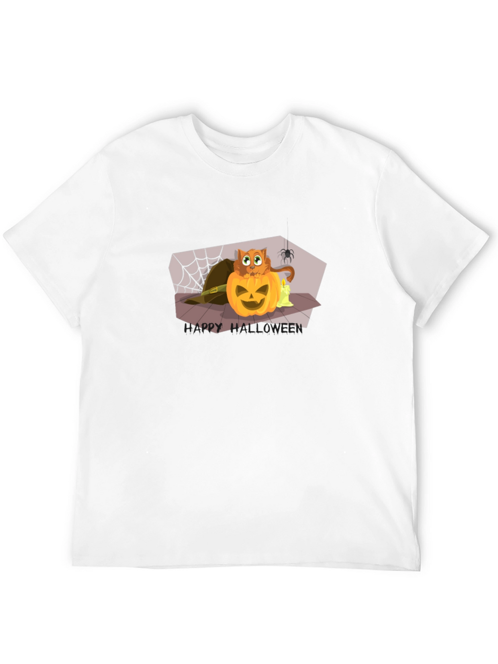 Halloween Cat Pumpkin Black T-Shirt