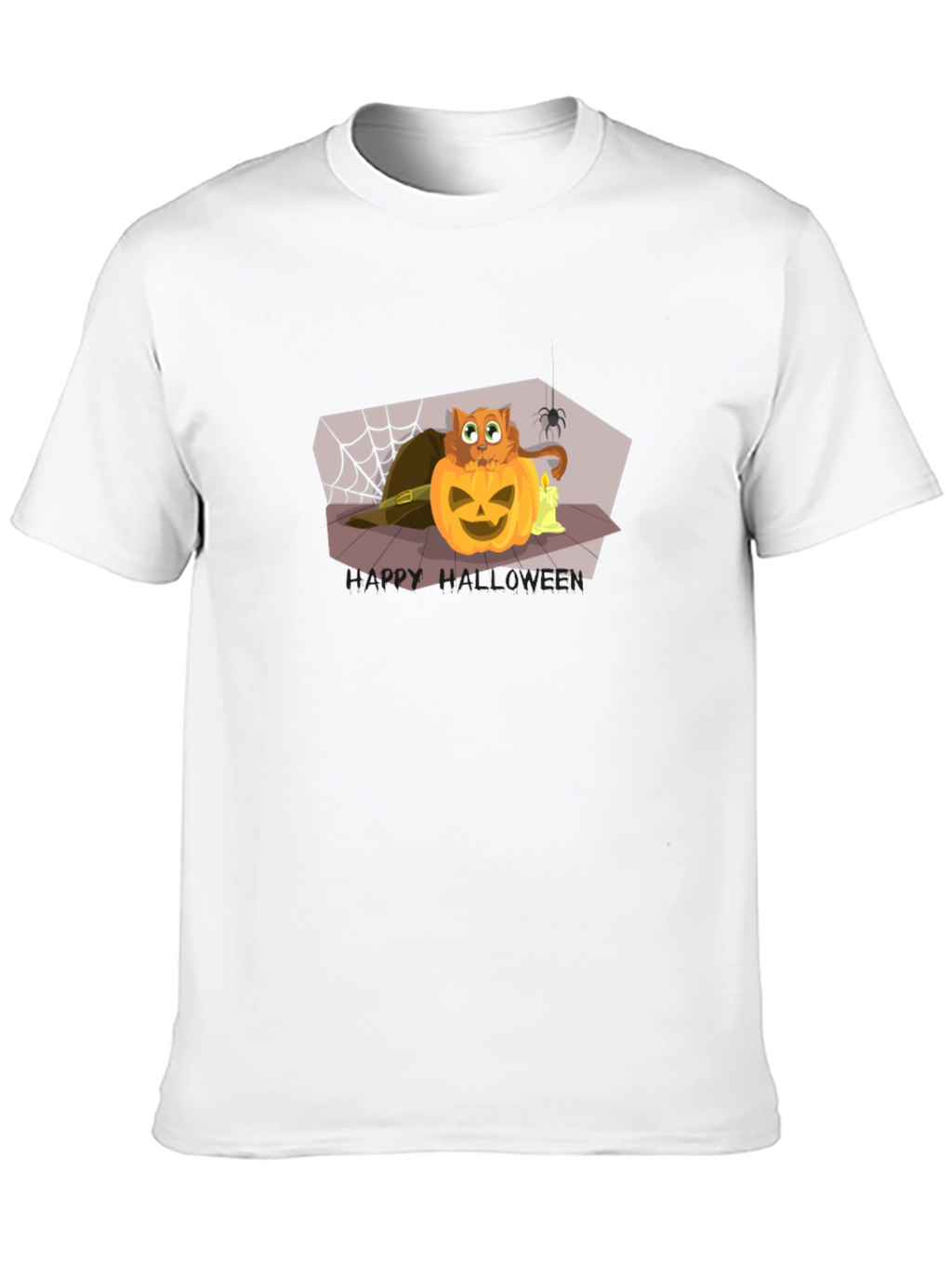 Halloween Cat Pumpkin Black T-Shirt