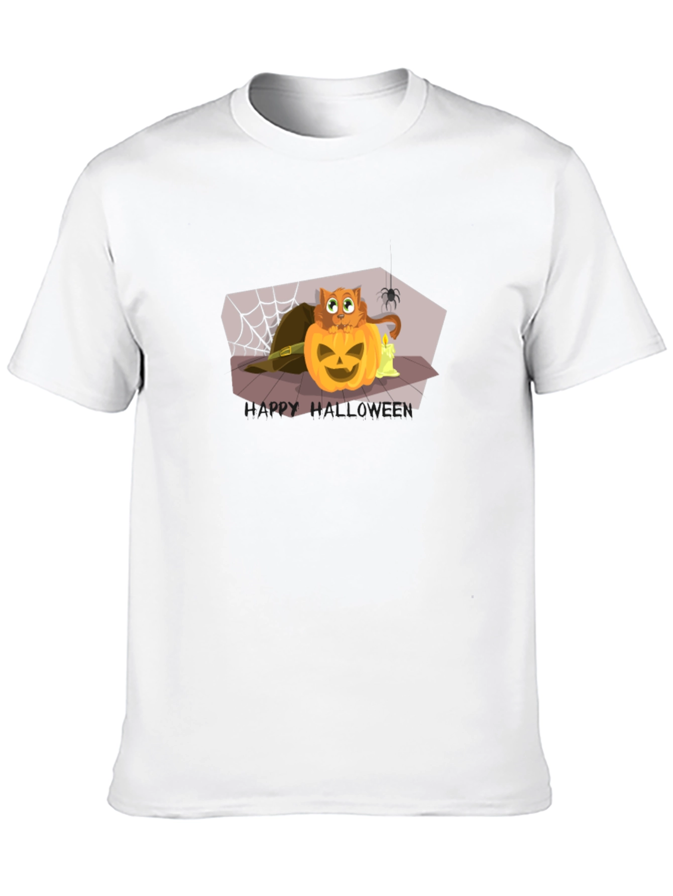 Halloween Cat Pumpkin Black T-Shirt