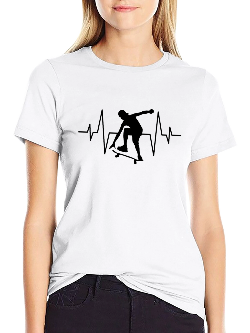 Skateboard Heartbeat T-Shirt - Black Graphic Tee