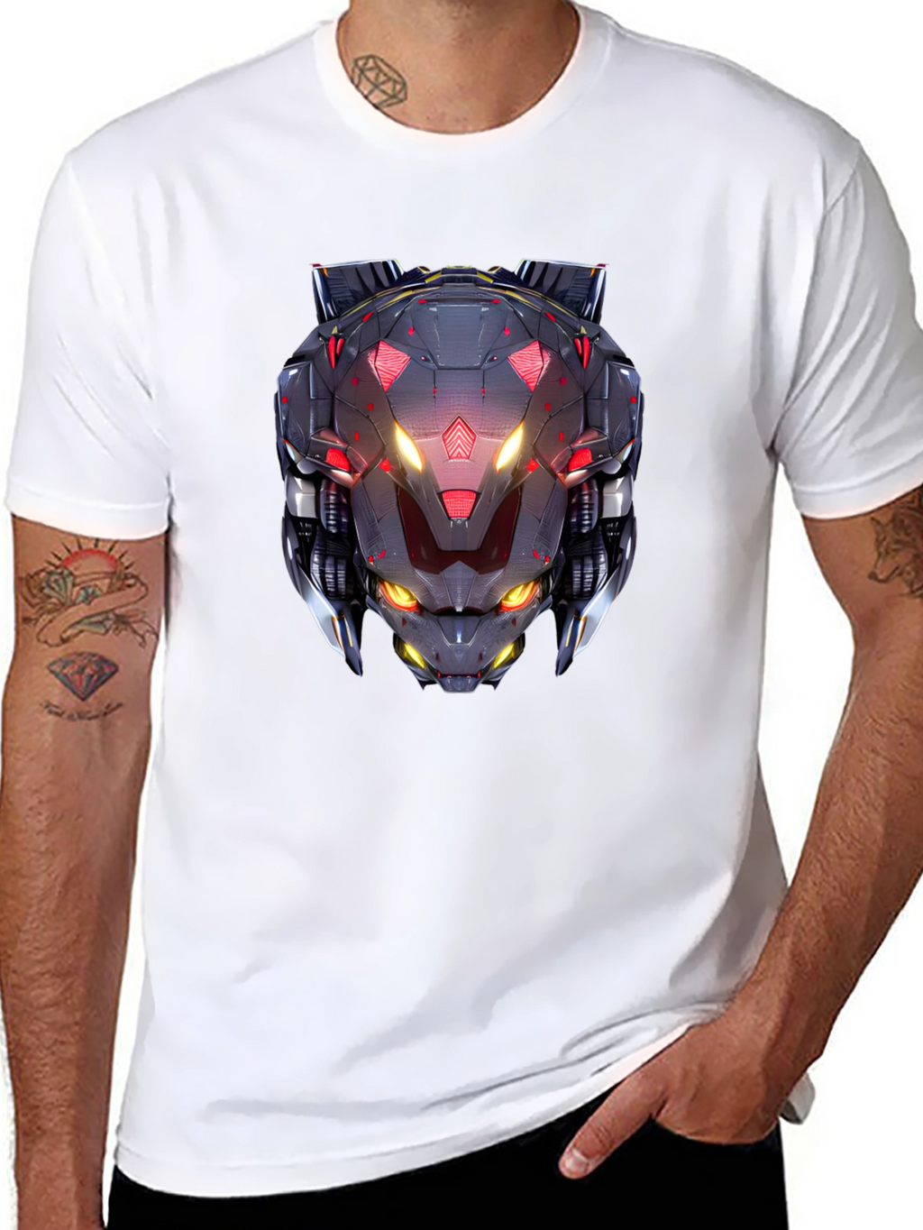 Cyberpunk Robot Head Graphic Black T-Shirt