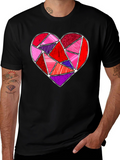 Geometric Heart Graphic Tee - Valentines Day Shirt