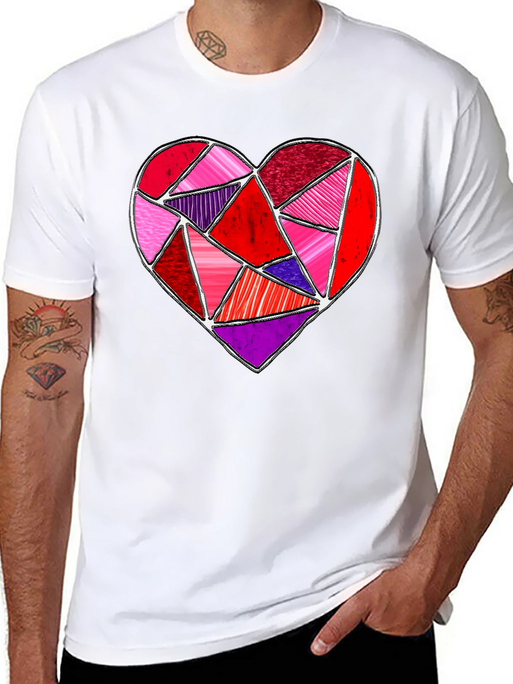 Geometric Heart Graphic Tee - Valentines Day Shirt