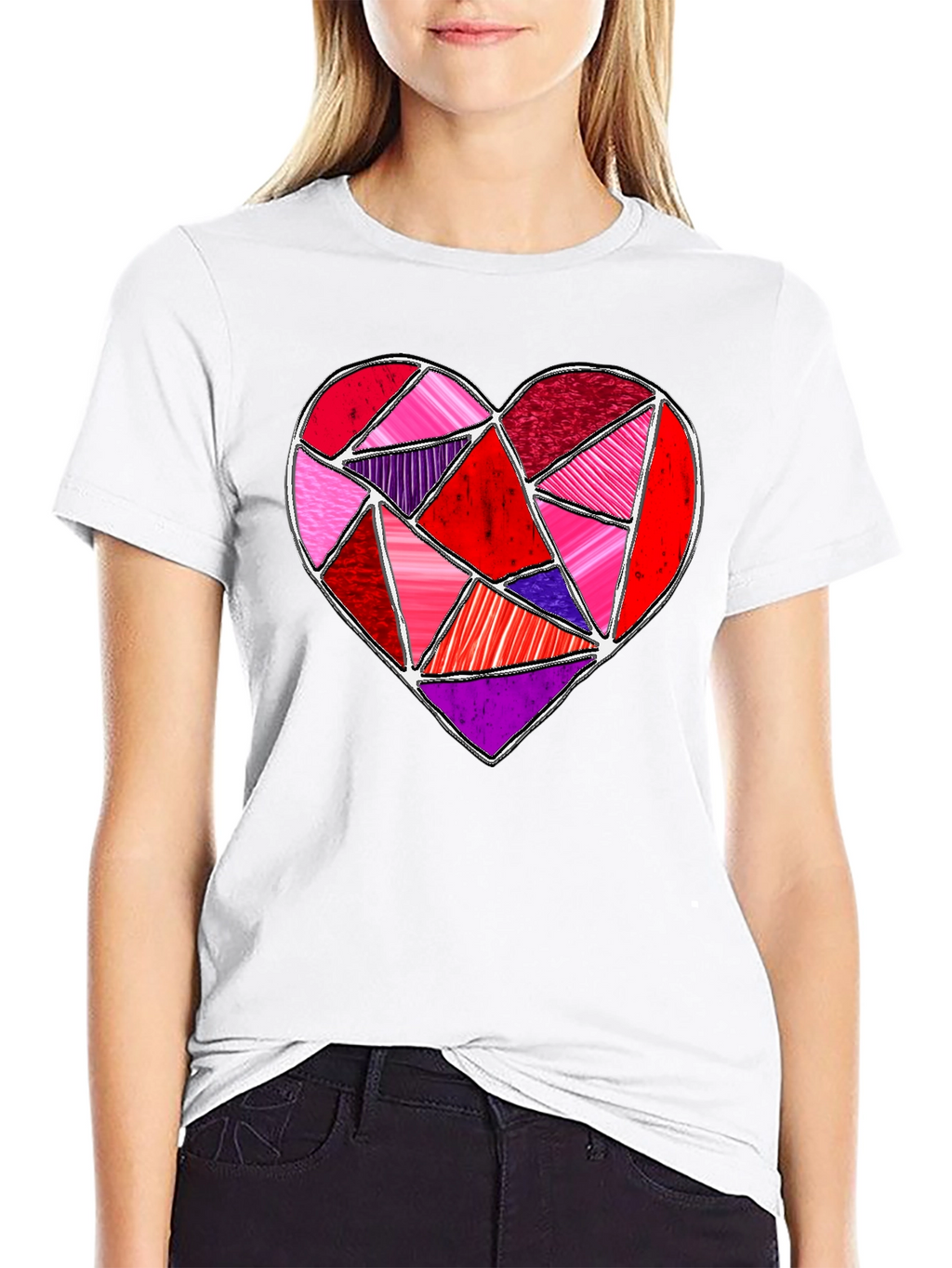 Geometric Heart Graphic Tee - Valentines Day Shirt