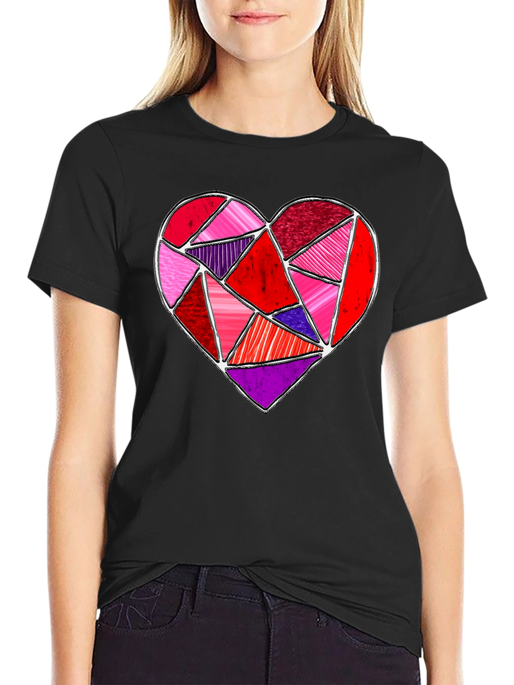 Geometric Heart Graphic Tee - Valentines Day Shirt