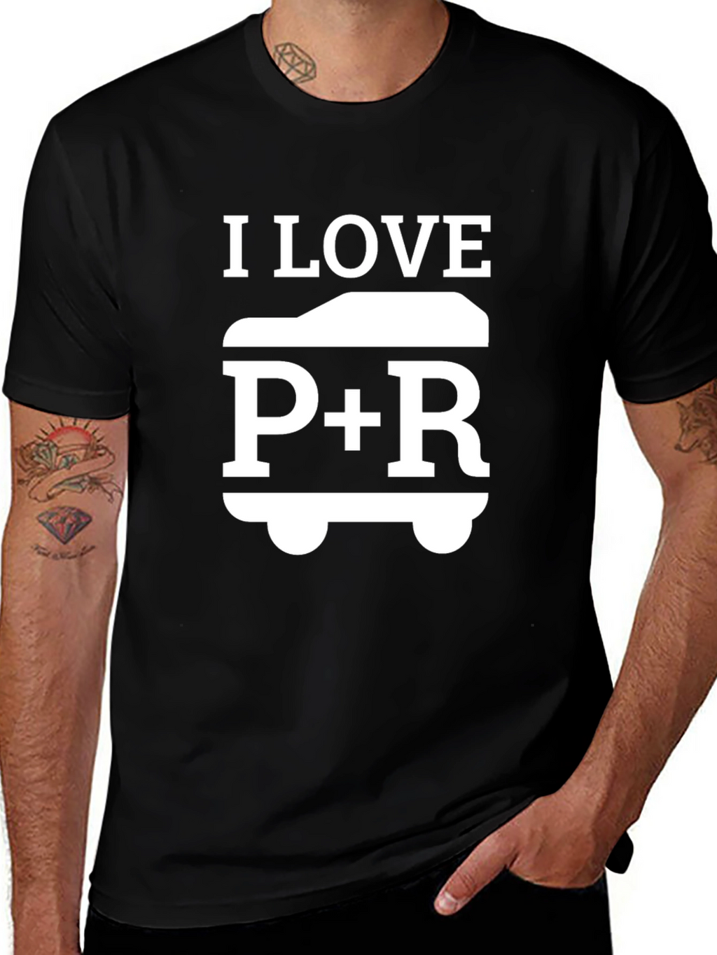 I Love P+R Car T-Shirt - Black