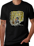 Winter Forest Print Black T-Shirt