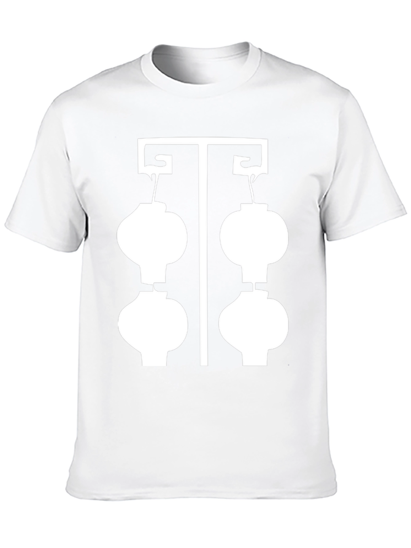 Black T-Shirt with White Lantern Graphic